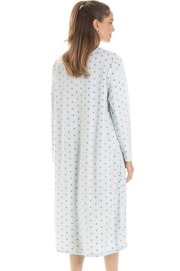 Classic Long Sleeve Polka Dot Soft Fleece Nightdresses