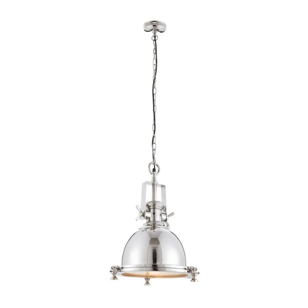 Ceiling Pendant Light Bright Nickel Plate & Sandblasted Glass 40W E27 GLS Loops