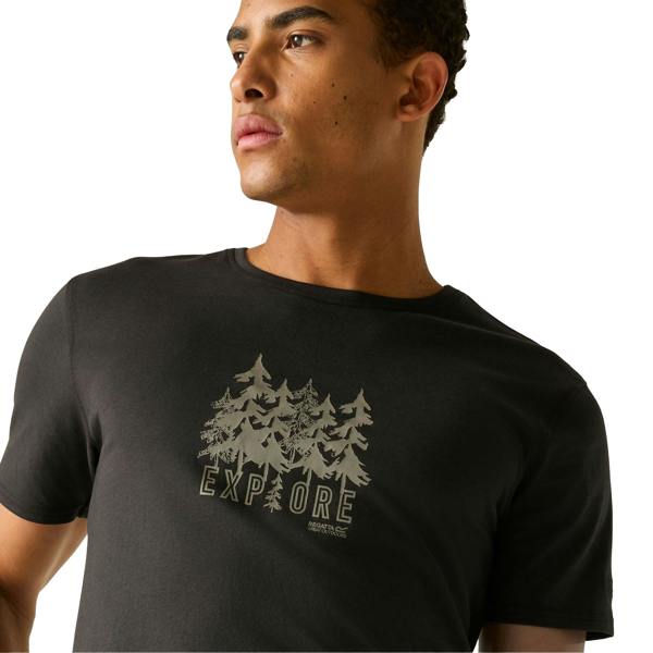 Regatta Mens Cline IX Explore Forest Trees T-Shirt - Black - 