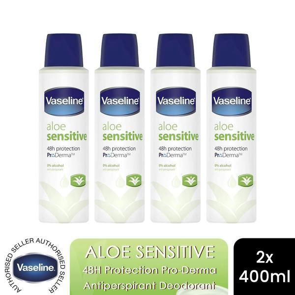 Vaseline Anti-Perspirant Deodorant ProDerma Aloe Fresh Spray 150ml, 4 Pack