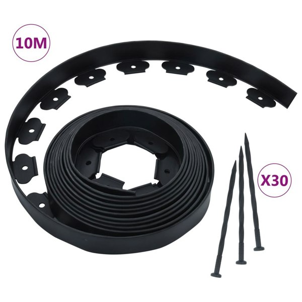 Berkfield Flexible Lawn Edging with 30 Pegs 10 m 5 cm