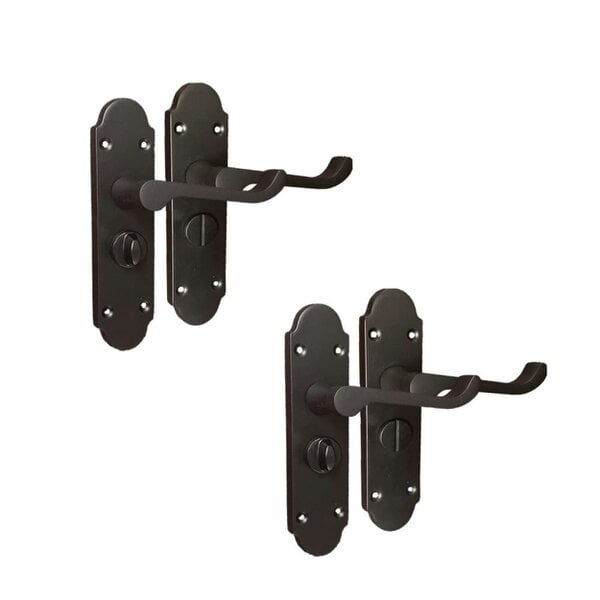 EDH Door Hardware Epsom Victorian Scroll Matt Black Plated Privacy Bathroom Handles Door Handles