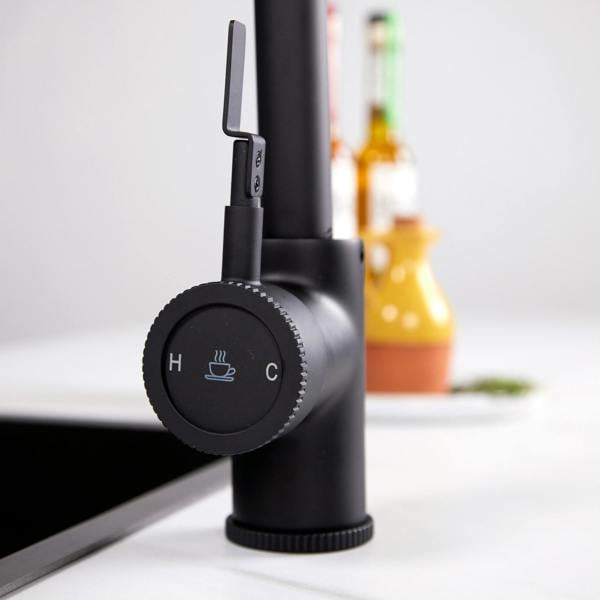 Flode kraft Solo | Industrial Style Single Lever 3 in 1 Instant Boiling Tap | Matt Black Finish