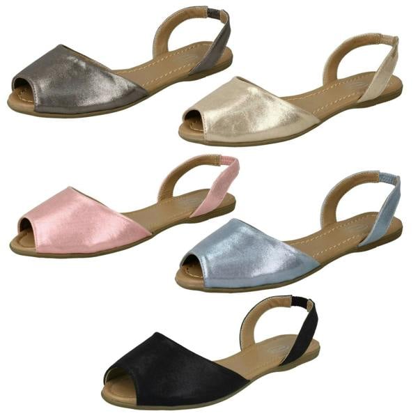 Spot On Ladies Spot On Flat Slingback Mule Sandals
