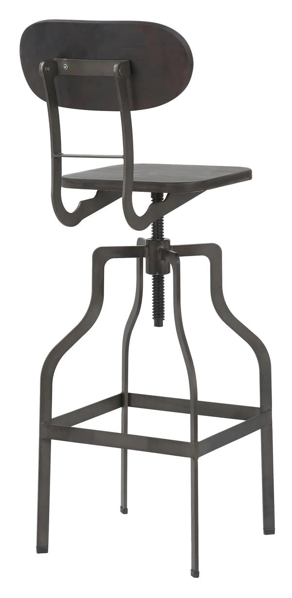 Lamboro Bolzano Single Vintage Kitchen Bar Stool, Steel Legs, Height Adjustable Screw Swivel, Breakfast Bar & Home Barstool, Espresso