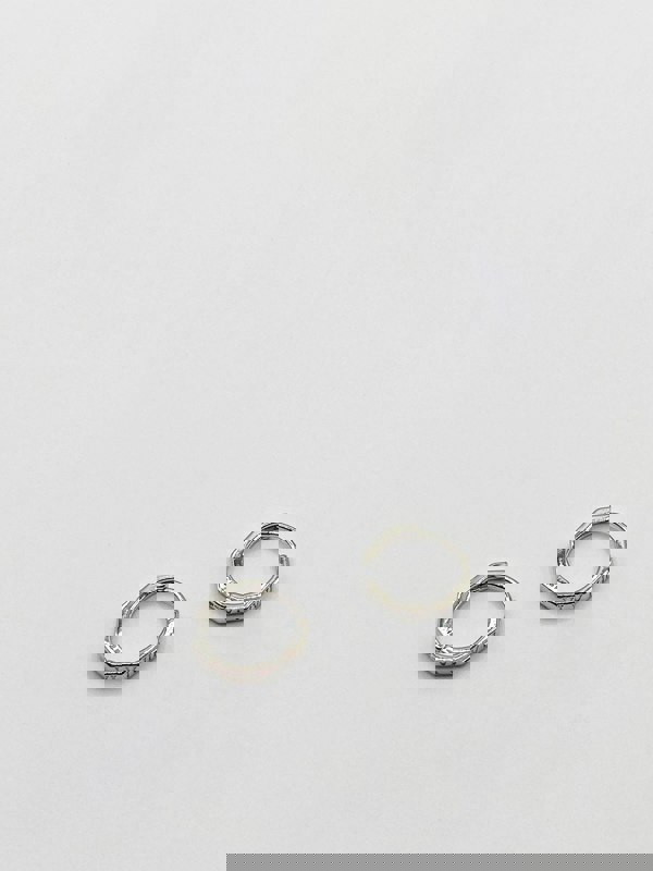 SVNX Engraved Hoop Earrings in Silver Colour