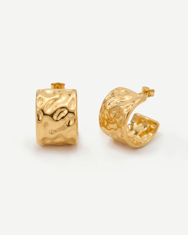 Elk & Bloom 14k Gold Hammered Flattie Hoops