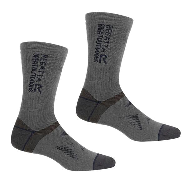 Regatta Unisex Adult Wool Hiking Boot Socks (Pack of 2) - Briar Grey/Navy - 