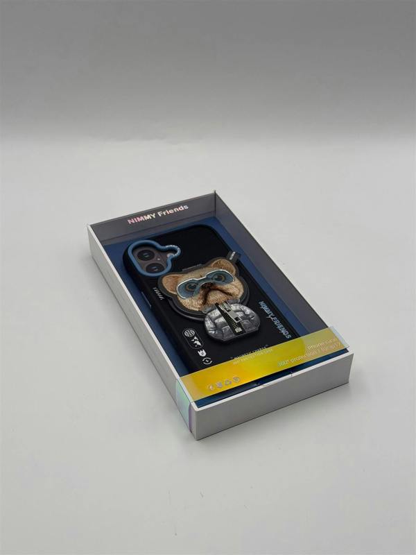 Nimmy Friends Nimmy Cool & Cute 2.0 Little Rich Tycoon Dog Case with MagSafe Stand for iPhone 17 6.3" Black Blue - N-YJKM-CXZJZH-IP17-07