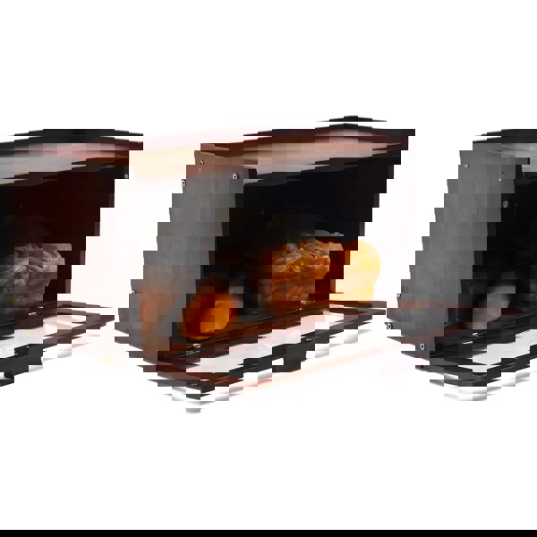 Maison des Cadeaux Retro Bamboo Single-Layer Bread Bin with Top Shelf