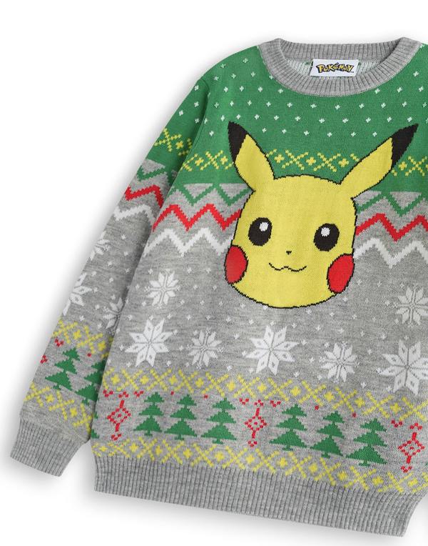 Pokemon Boys Grey Pikachu Christmas Jumper [dis]