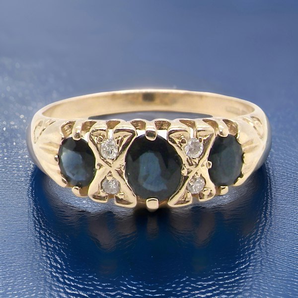 Vintage Tom A Victorian style Sapphire and Diamond ring