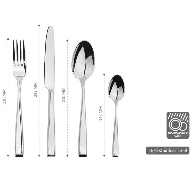 Glim Glam Cutlery Sets Stainless Steel 18/8 Catering Taper 24pc Set
