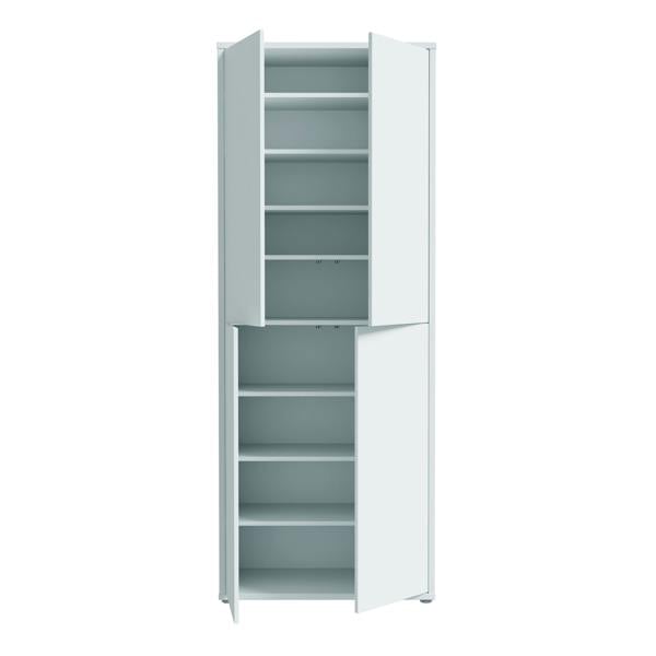 Furniture To Go Alice Springs Tall Shoe Cabinet with 4 Doors Push-to-Open in Light Grey