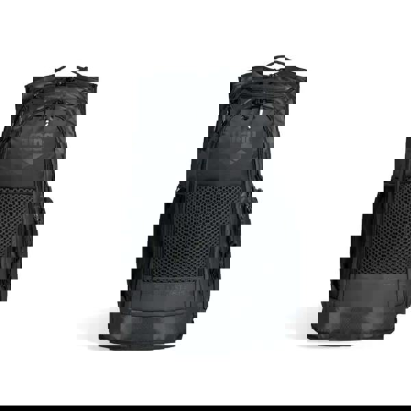 Arena All Set Backpack - 45L black with mesh panel, water-resistant wet dry fabric, padded laptop sleeve