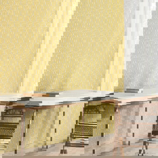 Hoopla Walls Retro Arch - Yellow 10m Wallpaper