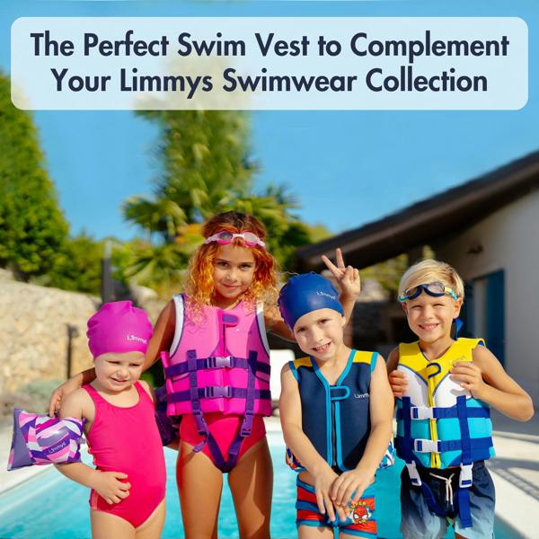 Limmys Premium Neoprene Swim Vest - Pink Windmill
