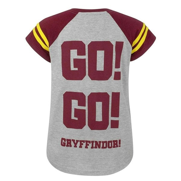 Harry Potter Official Girls Gryffindor Quidditch Team Captain T-Shirt - Grey/Maroon