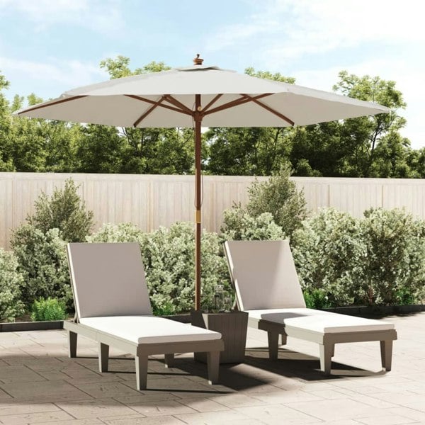 Berkfield Garden Parasol with Wooden Pole Sand 299x240 cm