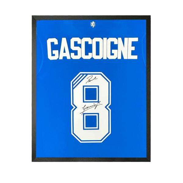 Paul Gascoigne Signed Rangers Shirt Compact Frame