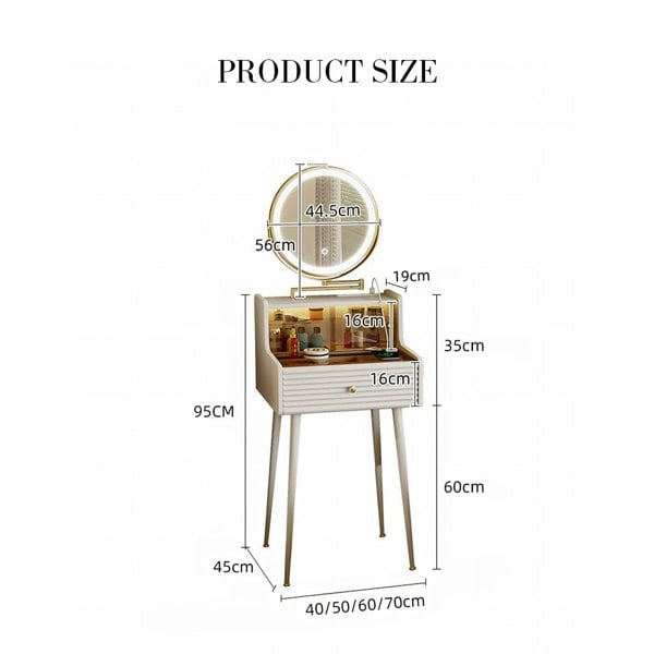 Thiago Narrow Mini Dressing Table For Small Corner, Cream-Rit Concept-Rit Concept