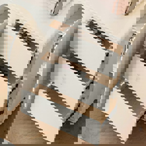 Detail view of Zenith Dressing Table With Sideboard & LED Mirror, Cream with antique pine sideboard