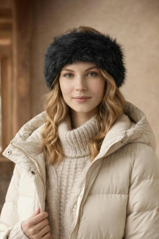 SVNX Faux Fur Headband in Black