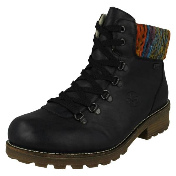 Rieker Ladies Rieker Knitted Cuff Rieker-Tex Warmlined Ankle Boots Z0445