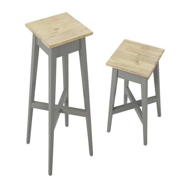 Statement Furniture Florence Plant Stands Set of 2, Tall Small Wooden Plant Holders Assembled
