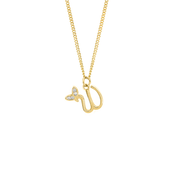 Say It With Dainty Winged Initial Charm Necklace - Sterling Silver