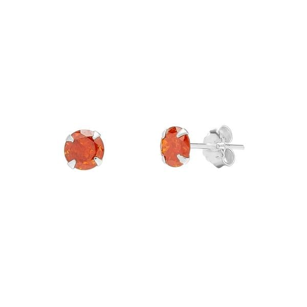 Spero London Sterling Silver Glittering Red Stud Earring