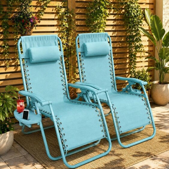 Neo Aqua Zero Gravity Recliner Garden Sun Loungers Set of Two
