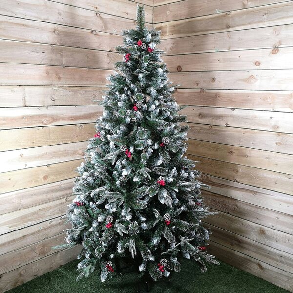 Samuel Alexander Premier Christmas Tree 8ft New Jersey Spruce PVC PE Bristle Festive Berries Cones