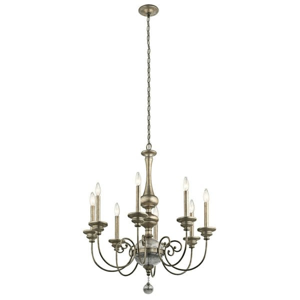 8 Bulb Chandelier Hanging Pendant LIght Sterling Gold LED E14 60W Bulb Loops