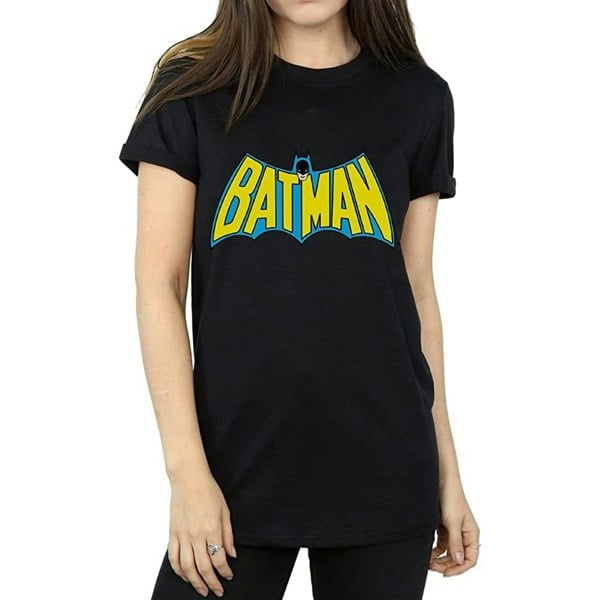 Batman Womens/Ladies Retro Logo Cotton Boyfriend T-Shirt - Black