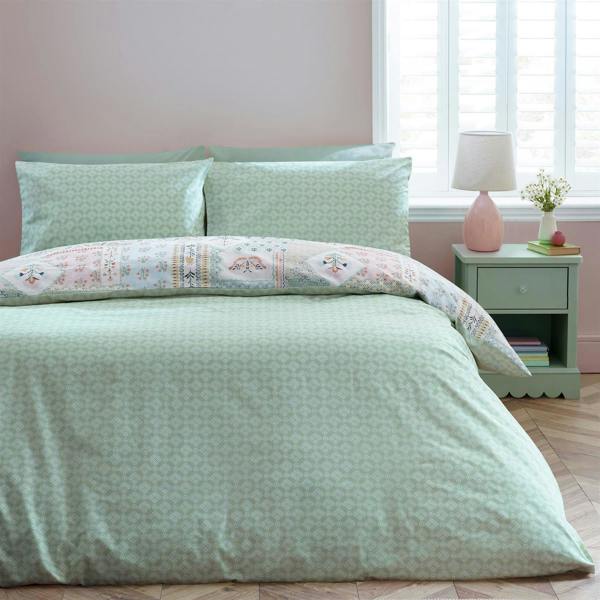 Folk Patchwork Green Duvet Cover Set