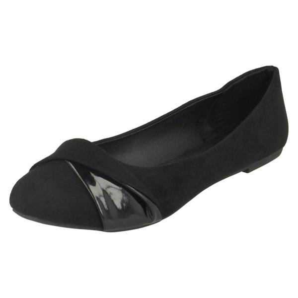Spot On Ladies Spot On Twist Vamp Trim Ballerinas
