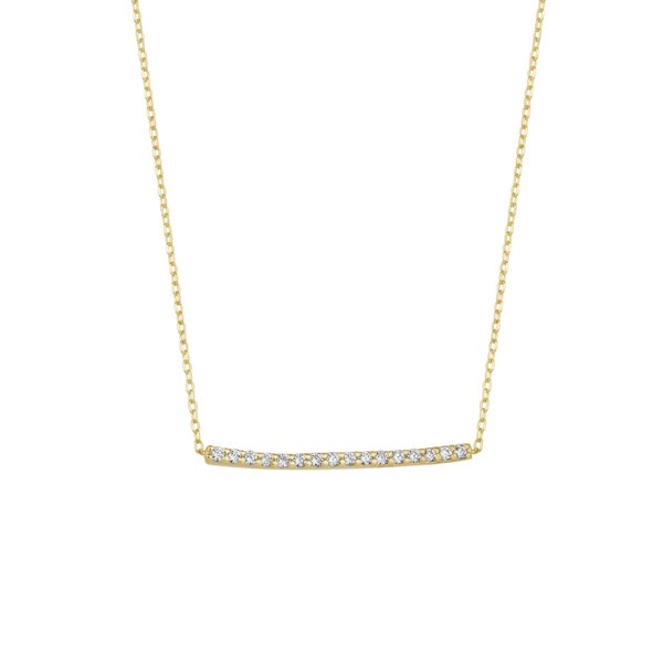 Spero London Fine Diamond Curved Bar Necklace 14ct Solid Gold