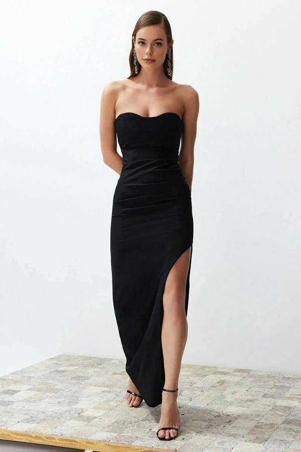 WOVCOR Fitted Corset Detail Woven Long Dress