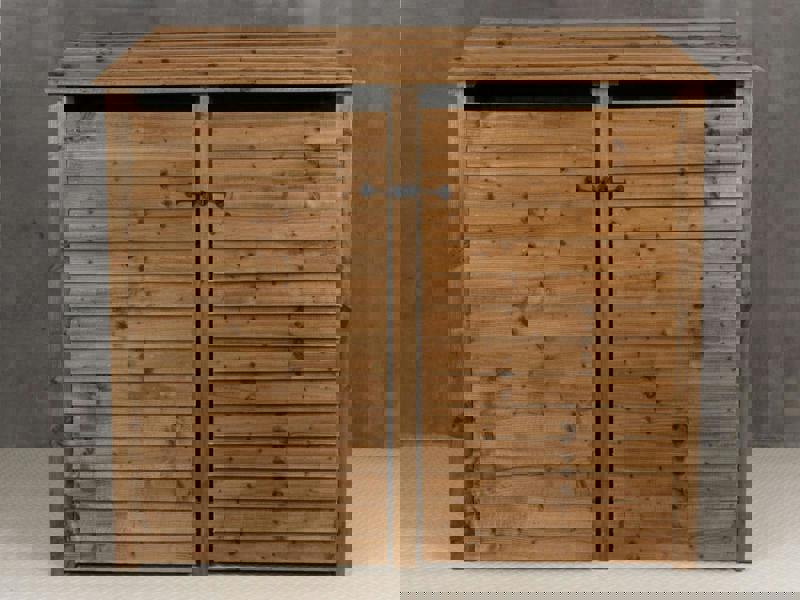 Arbor Garden Solutions Wooden Log Store with Doors and Shelf W-187cm, H-126cm or 180cm, D-88cm - Brown Finish