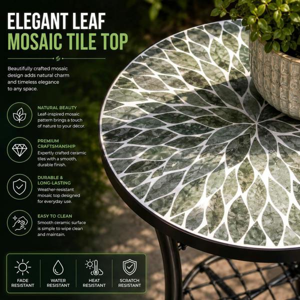 35cm Leaf Mosaic Plant Stand/Side Table image 3