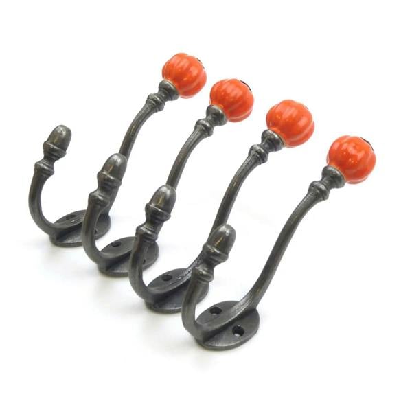 Ceramic Tipped Shabby Chic Cast Iron Coat Hook 150mm - Pack of 4 Hooks
