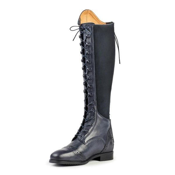 Moretta Women's Maddalena Leather Long Riding Boots - Navy