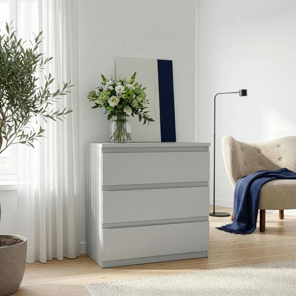 Edmore 3 Drawer Chest in Light Grey