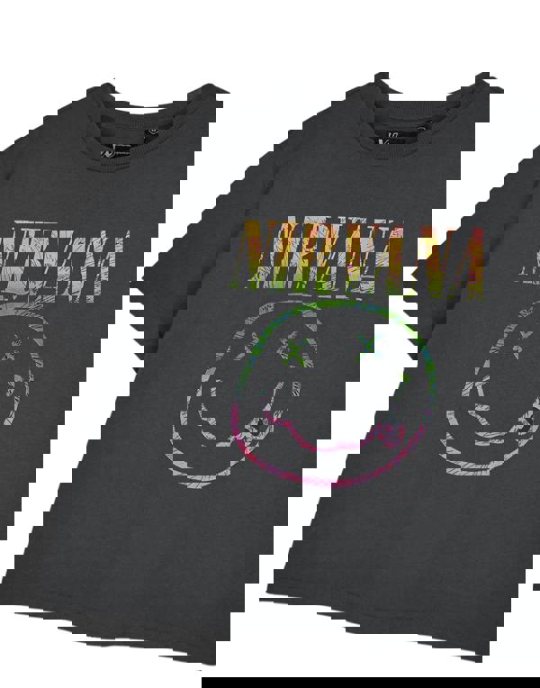 Nirvana Womens Grey Rainbow Logo Cropped Short Sleeved T-Shirt