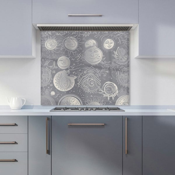 Warren Reed - Designer Sun and Moon in Grey Kitchen Splashback