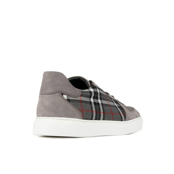 Embassy London Strada - Grey Tartan - Men's Tartan Suede & Leather Trainer
