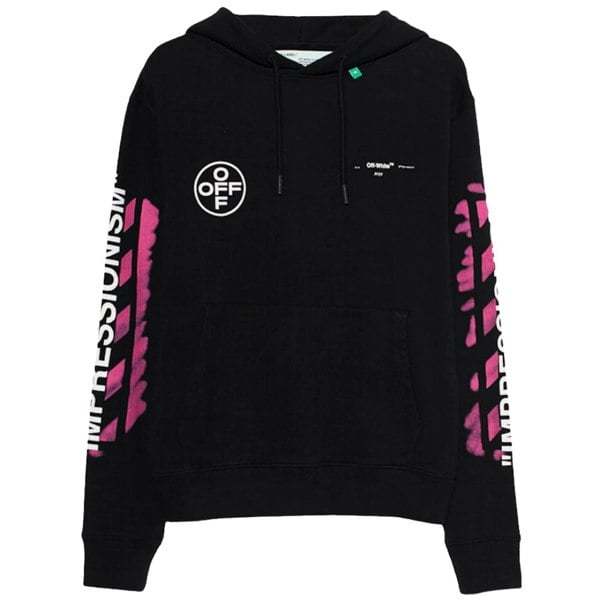 Off-White Bright Pink Acrylic Arrow Slim Fit Hoodie - Black