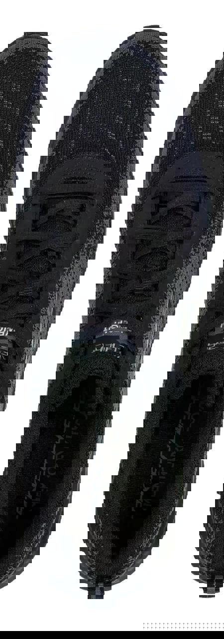 Skechers Track Glendor Mens Lace Up Gym Memory Foam Sport Trainers, top view of a black athletic sneaker with a breathable knit upper and lace-up closure.