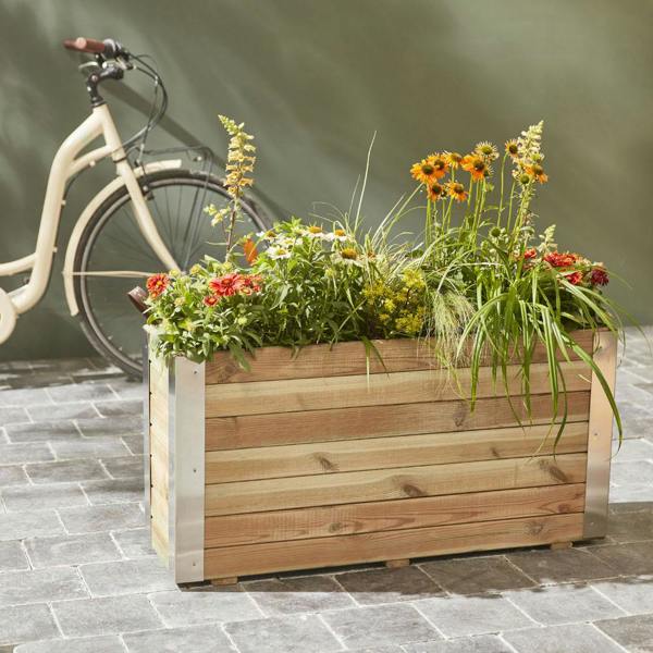 Cerland Bambou Gardrn Planter 100cm x 30cm 107L Modern Garden Wooden Trough
